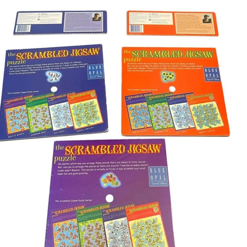 The Scrambled Jigsaw Puzzle Bundle Of 3 Vintage Critical Thinking Brain Problems